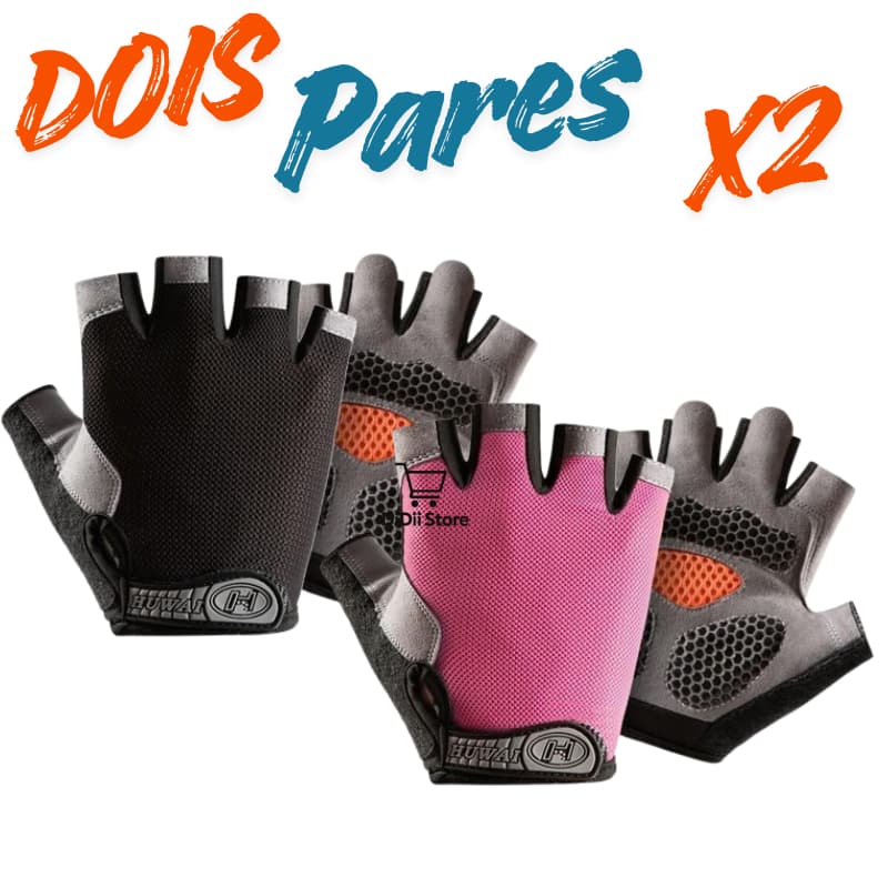 2 Pares Luvas Esportiva Meio Dedo Unissex Gel Antichoque, Respirável, ideal para Academia e Ciclismo
