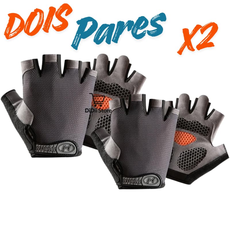 2 Pares Luvas Esportiva Meio Dedo Unissex Gel Antichoque Respirável ideal para Academia e Ciclismo