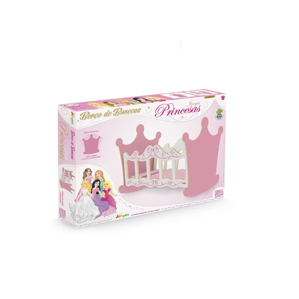 Berço Bercinho de Balanço Boneca Brinquedo Princesas Junges