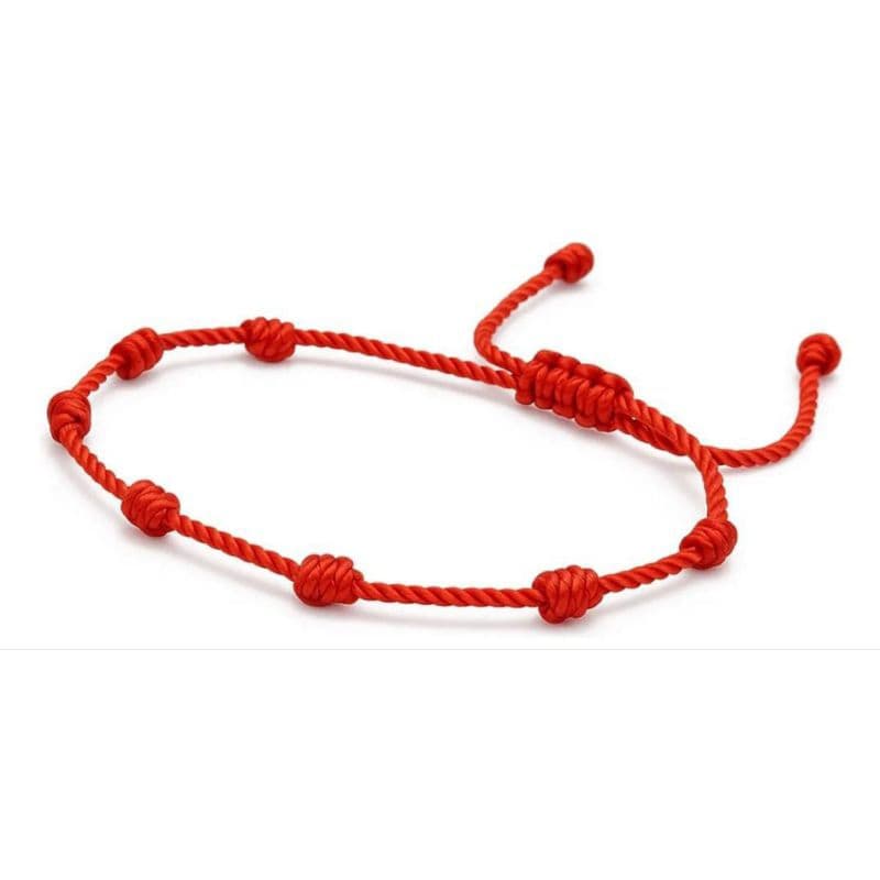 Pulseira Kabbalah 7 Nós Vermelha Original Amuleto da Sorte e Proteção