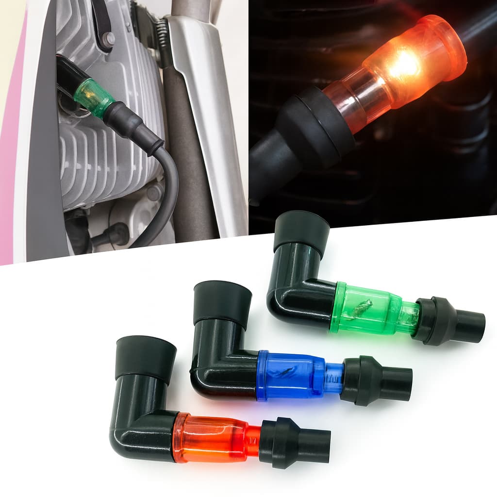 Tampa Cachimbo Vela Ignição 90° Moto Universal Visor Transparente Alta Resistência Flash