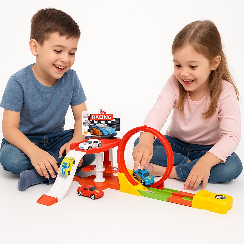 PISTA DE CORRIDA 360° CARROS BRINQUEDO -PISTA DE LOOPING COM 19 PEÇAS + 2 CARRINHOS – ADRENALINA, VELOCIDADE E DIVERSÃO!
