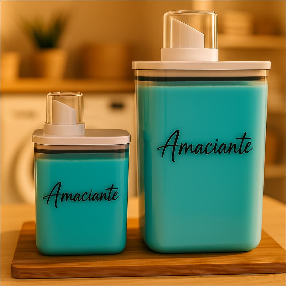 Dispenser Lavanderia 1,5L / 2,3L - Amaciante Sabão em Pó Sabão Líquido Bicarbonato Alvejante Água Sanitária Detergente