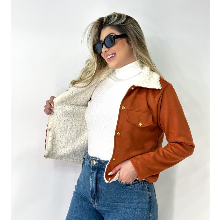 Jaqueta Casaco Suede Forrada Pelúcia Pelinho Teddy Qualidade Premium
