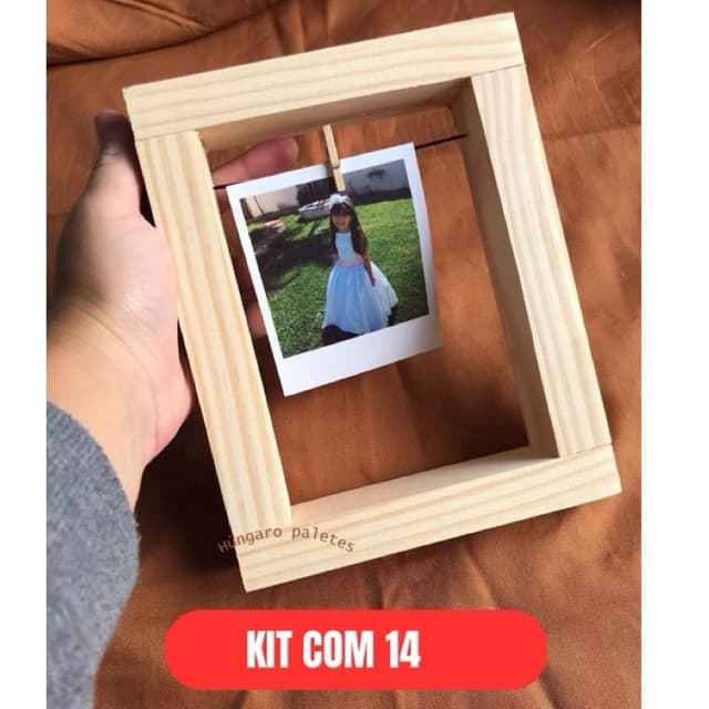 kit com 20 Porta Retrato Madeira 16x12cm estilo varal Suporte Foto Polaroid decoração Presente Natal