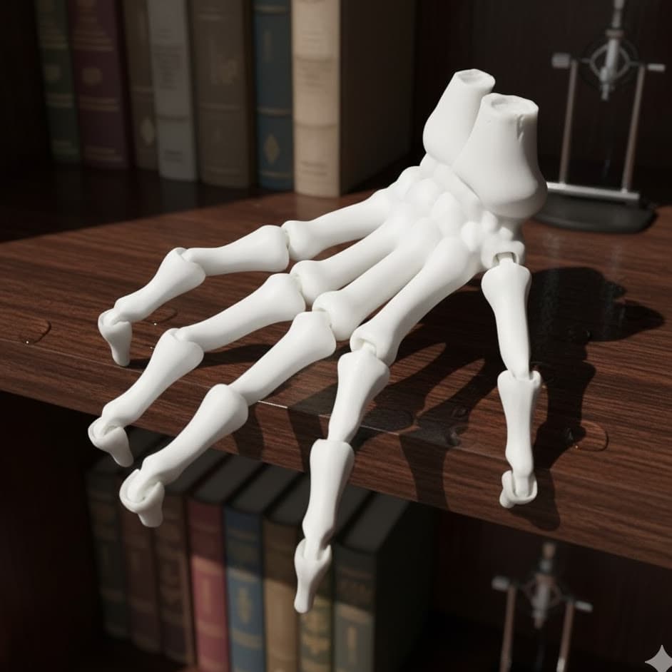 Mão de Esqueleto Flexível 3D - Brinquedo Articulado Anti-Stress