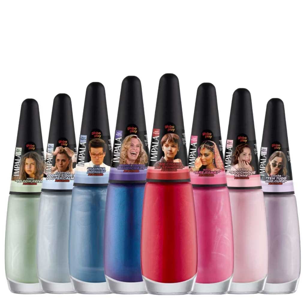 Kit Esmaltes Impala Globo Play Novela Cores Variadas Acabamento Profissional Original promoção beleza feminino