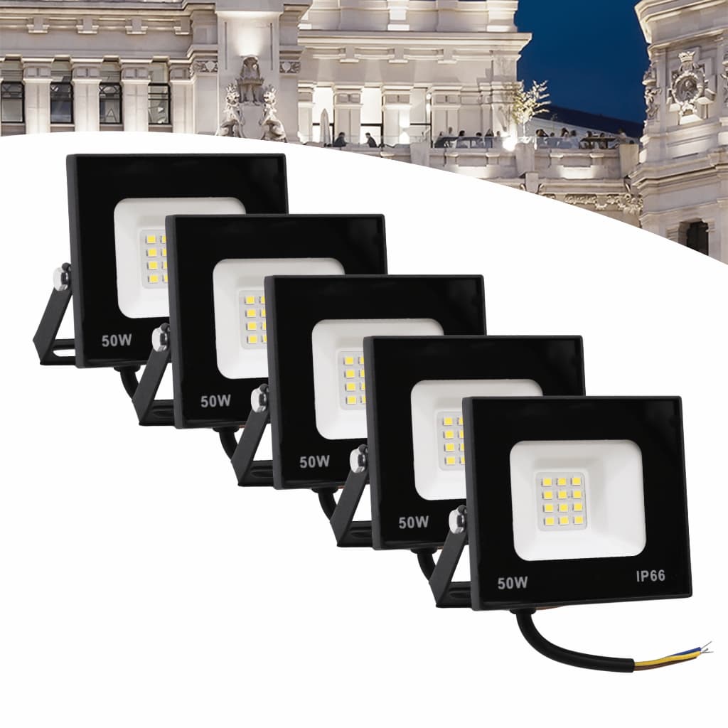 Kit 5 Refletor Holofote Led 30w Bivolt Prova Dágua Quente / Frio