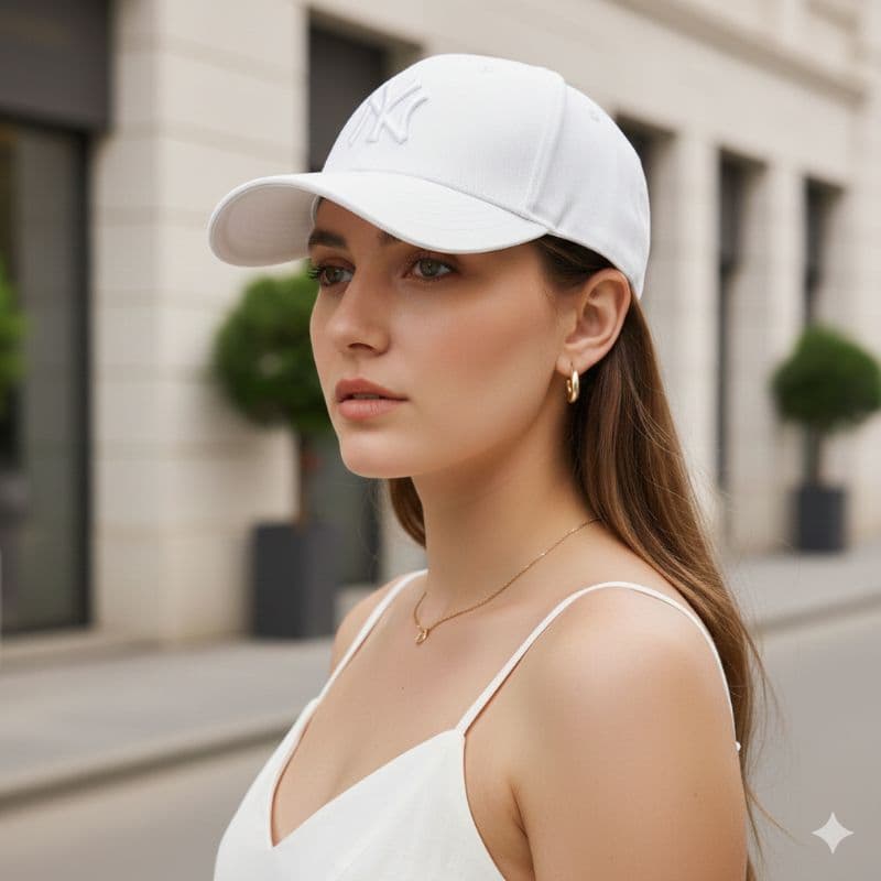 Boné Niu Trucker Branco com Branco ALL White Aba Curva Unissex