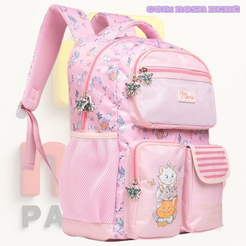 Mochila de Costas 17' Gatinha Marie Tween 15170 Escolar Feminina Cor Rose Claro Xeryus