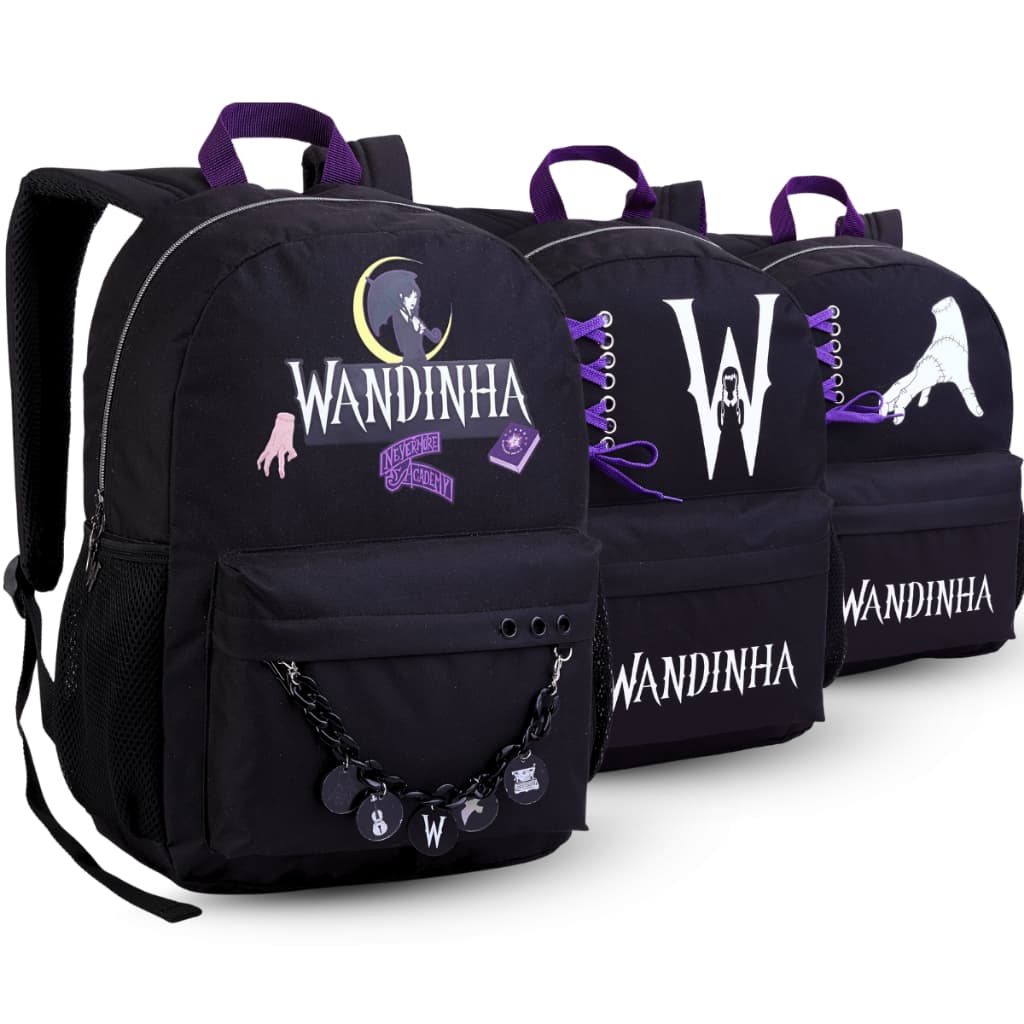 Mochila Bolsa Mala Feminina Escolar Passeio Viagem Academia Wandinha Original