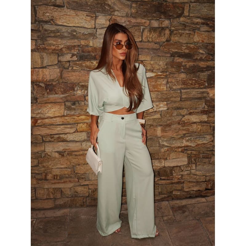 Conjunto Alfaiataria Premium Casual Chic Peça Coringa vários possibilidades de looks Verde Piscina