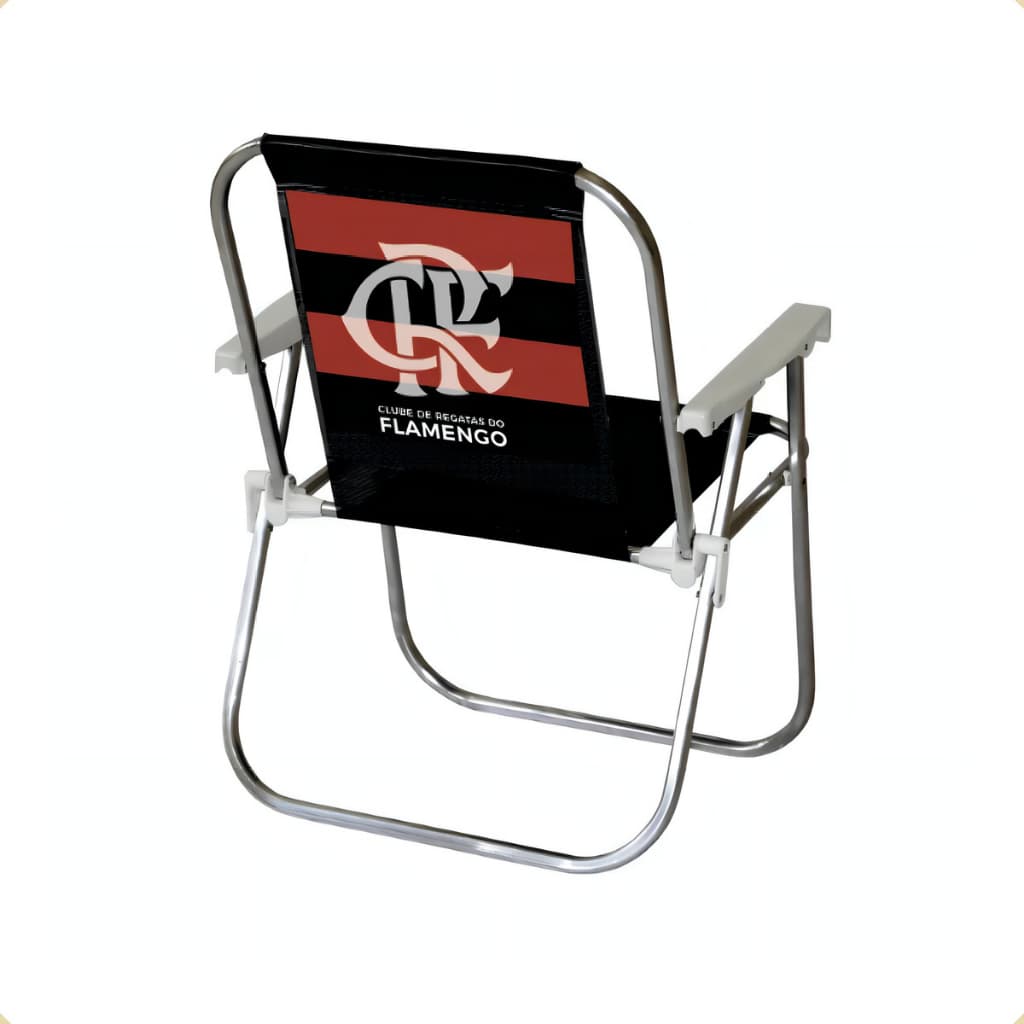 Cadeira Praia Alta Aluminio Flamengo Licenciada PRETO - BOTAFOGO