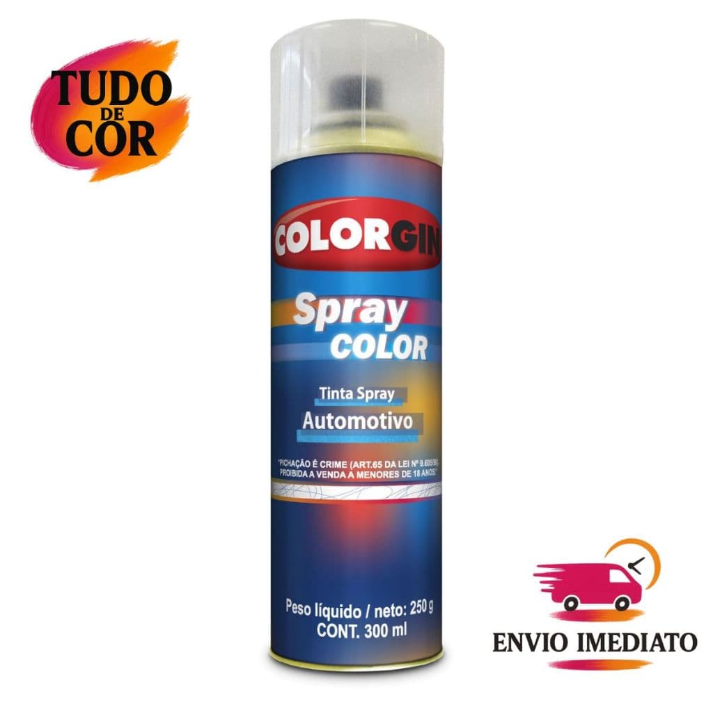 Spray Automotivo Verniz Rápido 300ml Lazzuril Colorgin Acabamento Brilhante Incolor Secagem Imediata