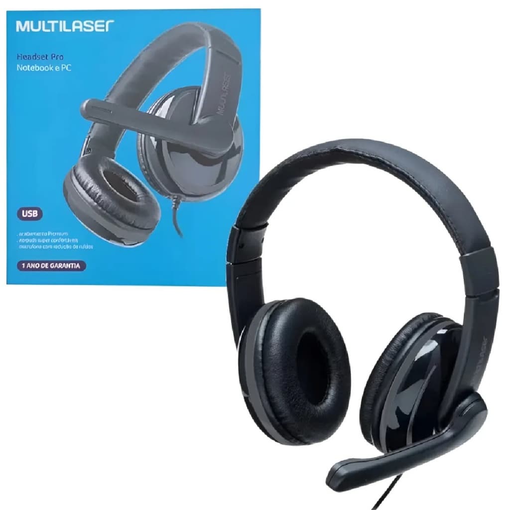 Headset Pro Conexão Usb 210cm E Cancelamento De Ruído PC Celular Tablet