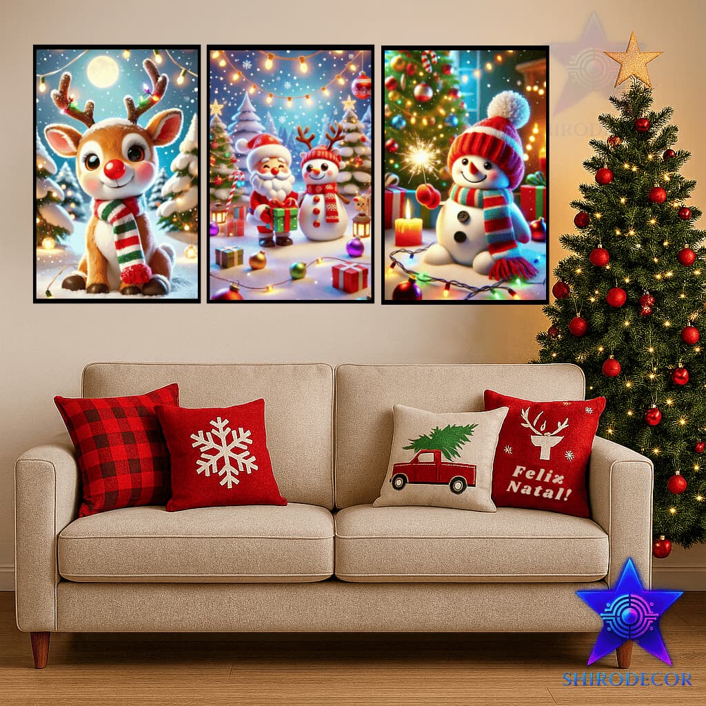 Quadro Decorativo Infantil Natal Encantado Magico Exclusivo Arte Premium para Sala Quarto Presente