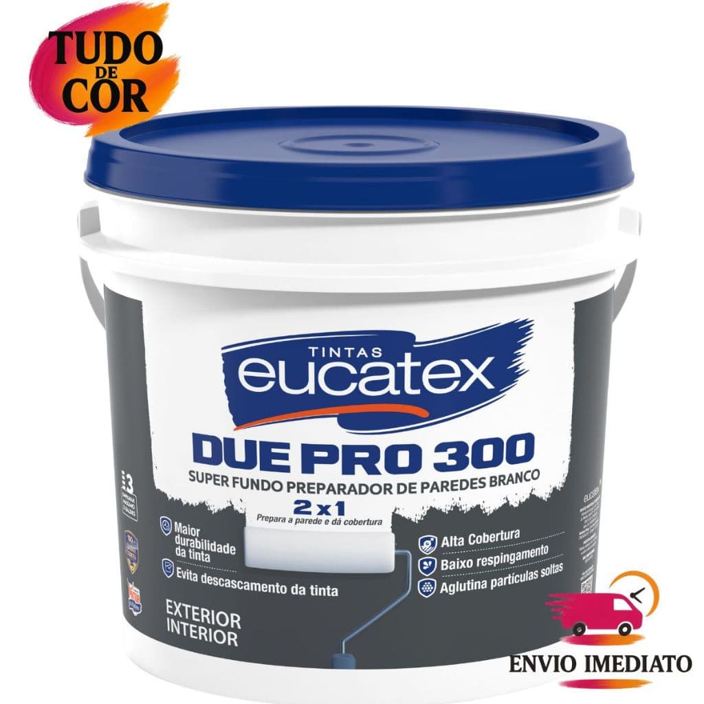 Fundo Preparador de Paredes Eucatex Due Pro 300 Branco Fosco 3,6 Litros Alta Aderência e Resistência