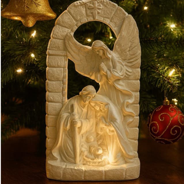 Escultura Presépio Pequeno Natal –Amor Decoração Natalina. Anjo, Menino Jesus, Maria, José e Estrela