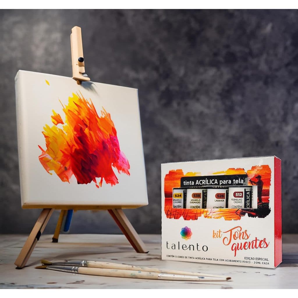 Tinta Acrílica Para Tela Talento Daiara 5 Cores Tons Quentes 20ml Cada Acabamento Fosco