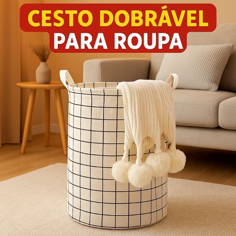 Cesto Organizador Dobrável 40L Multiuso - Roupa Suja Brinquedos Toalhas - Leve Prático Resistente