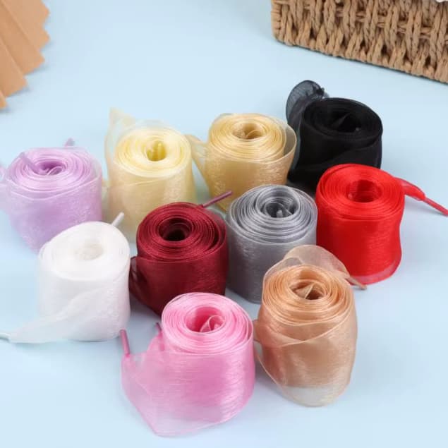 cadarços de fio de chiffon da moda feminina infantil Fita seda cadarços 120cm para sapatilha diy art