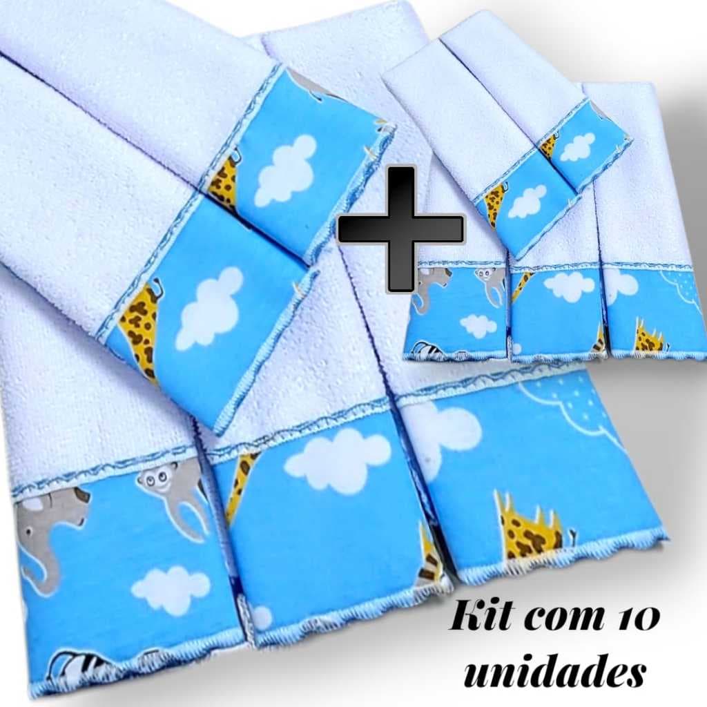 Toalhinhas de Boca ou Ombro Felpudas Algodão Misto Atoalhado Macio Envio Imediato 05 ou 10 Peças No Kit