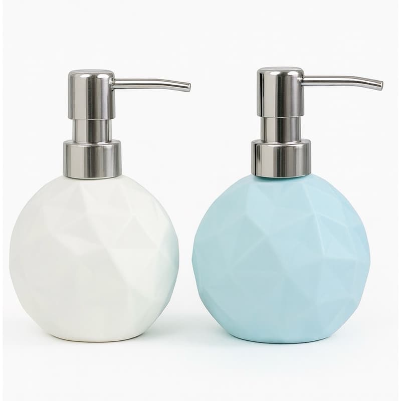 Dispenser para Sabonete Líquido Cerâmica Premium com Design Geométrico 2 Modelos
