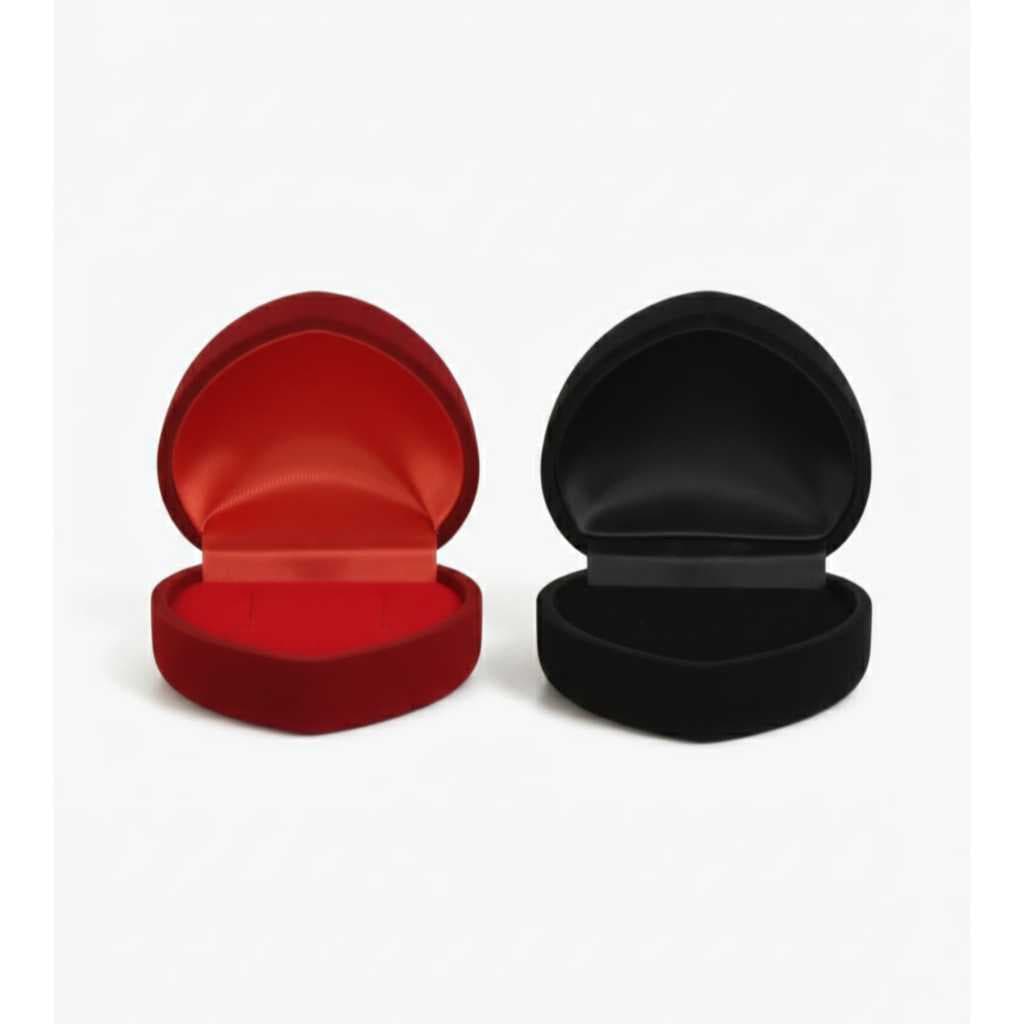 Caixinhas De Aliança Estojo De Veludo Tradicional Duas Fendas Para Alianças/Anéis Formato Coração Cor Preto E Vermelho