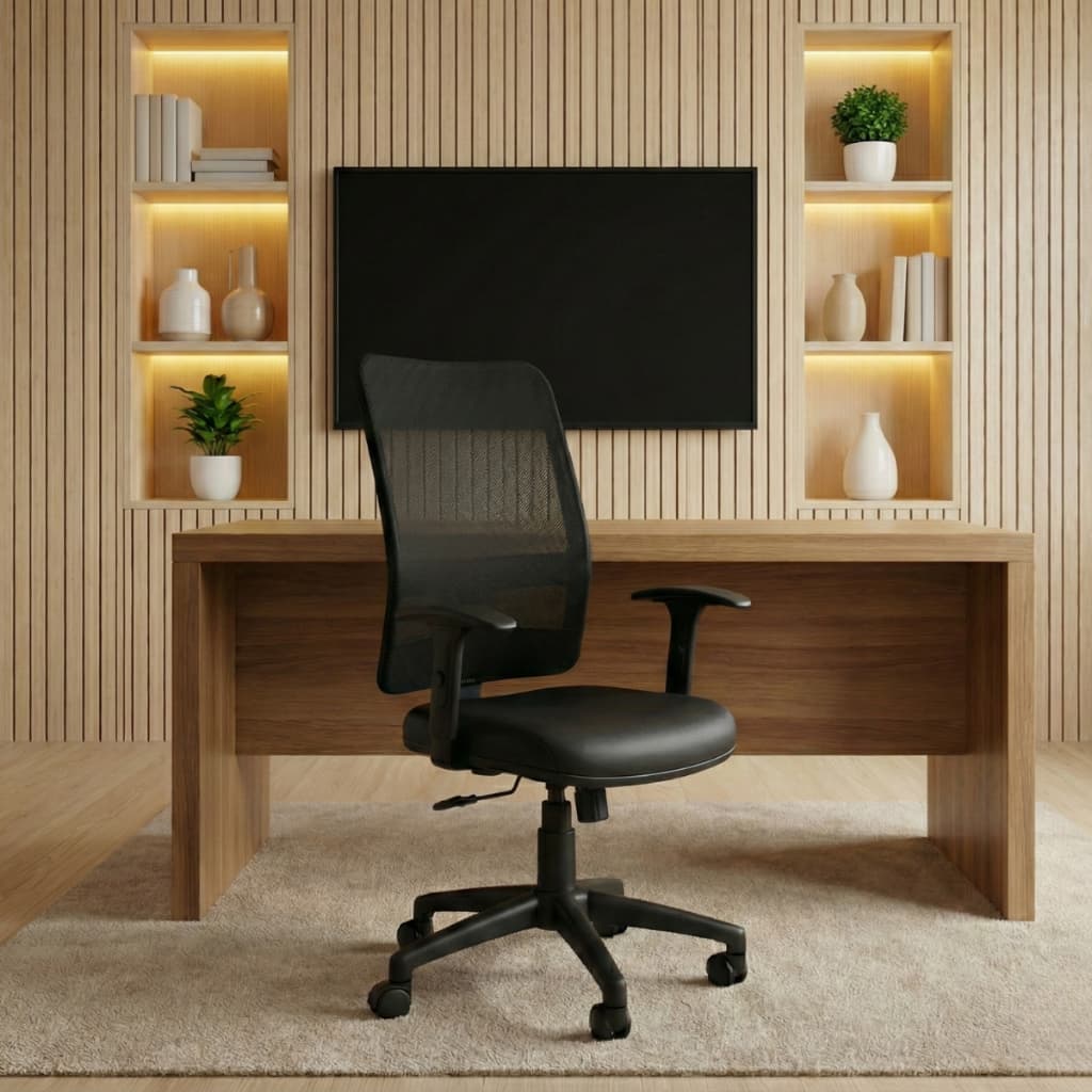 Cadeira Escritório Ergonômica NR17 Giratória Executiva Diretor Secretária Tela Mash New Pop Office Com Rodízios