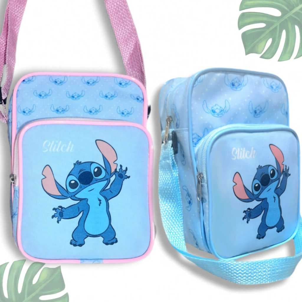 Bolsa Do Stitch Bag Infantil Grande Com Dois Compartimentos e Alça Regulável