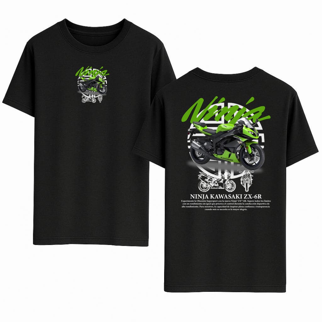Camisa Camiseta Manga Curta Gola Redonda Racing Red 100% Algodão Kawasaki Ninja ZX-6R