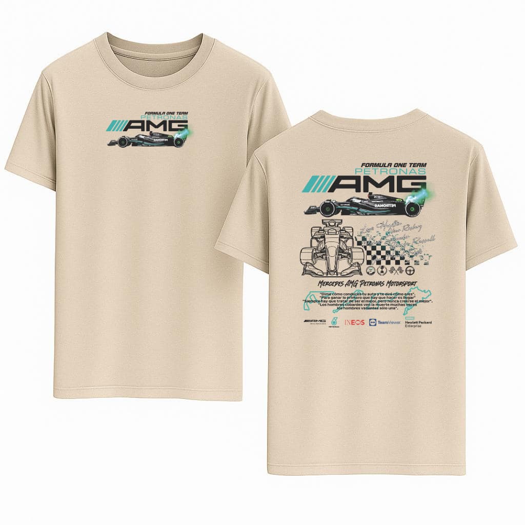 Camiseta Masculina Manga Curta Gola  Redonda F1 Estampada 100% Algodão AMG