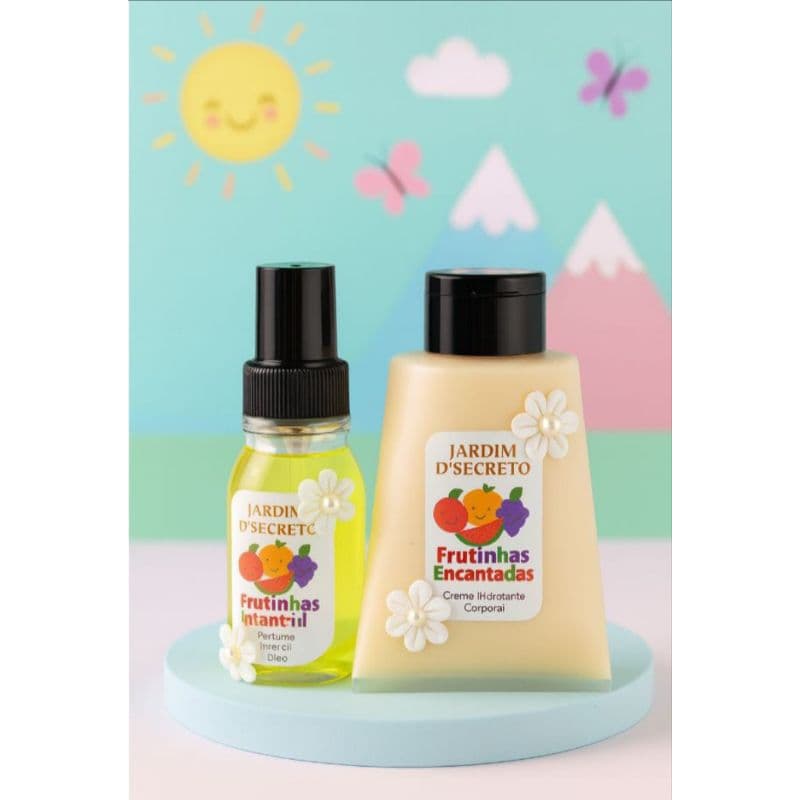 Kit Infantil Jardim D’ Secreto – Frutinhas Encantadas 🍓 Perfume 60ml + Hidratante 150g | Presente Infantil Unissex