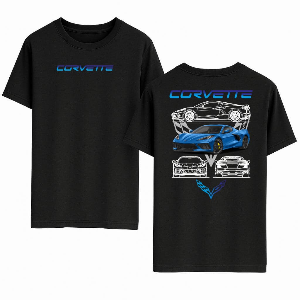 Camisa Camiseta Masculina Manga Curta Gola Redonda Estampada 100% Algodão Carro Corveta