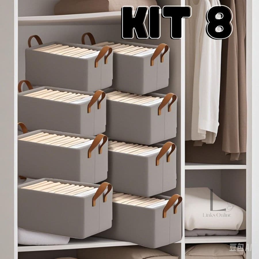 KIT 8 Cesto Organizador de Guarda Roupas Reforçado Com Ferro Caixa para Armazenar Multiuso Rígido