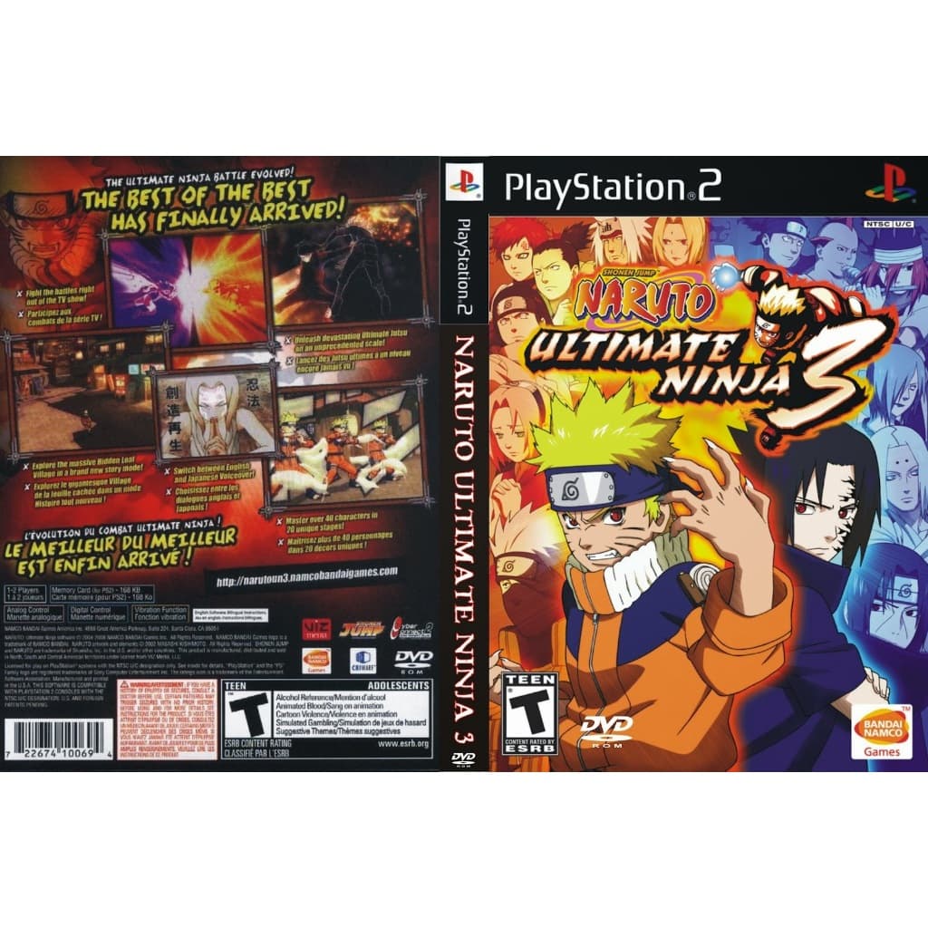 Naruto Ultimate Ninja 3 para P.s2 com capa