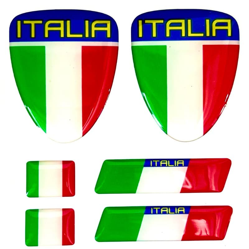 Kit Emblema 3D Itália Resinado 6 Pcs 3D Adesivo Carro e Moto 3019
