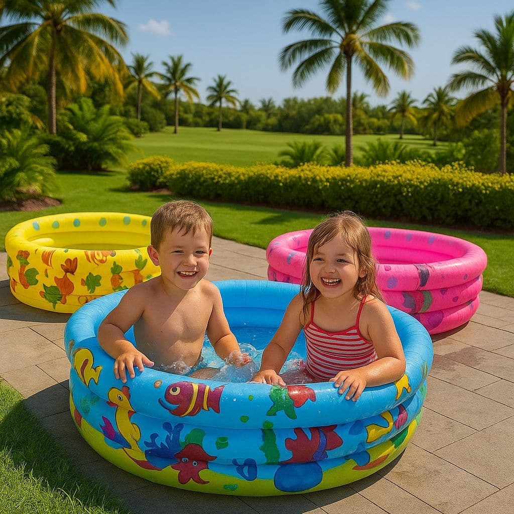 Piscina Infantil Inflável Redonda Menino Menina Verão Praia 3 anéis Diversão Conforto Qualidade Top!