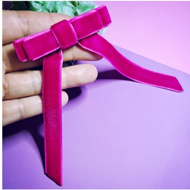 Laço de Veludo Pink - Laço de Veludo com Pontas