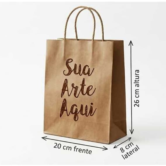 Sacolas Kraft 90g Personalizadas Ecológicas Fundo Reforçado Pacotes Com 50 Unidades Vários Tamanhos Lembrancinhas Evento