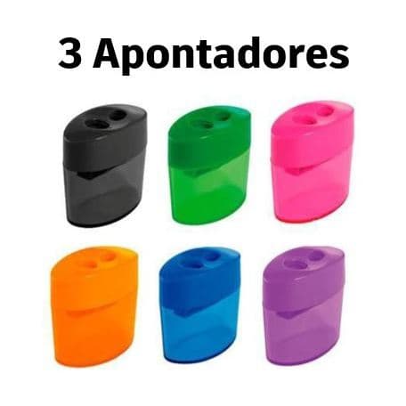 Apontador Oval com Depósito Duplo Leo & Leo Cores -3 Unidades