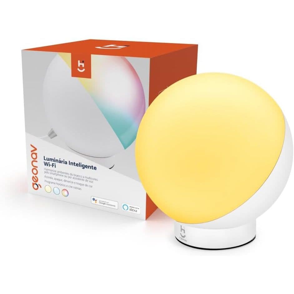 Luminária de mesa Inteligente Wi-Fi, LED 12W, Branco Frio/Quente Controle através do App, Compatível com Alexa