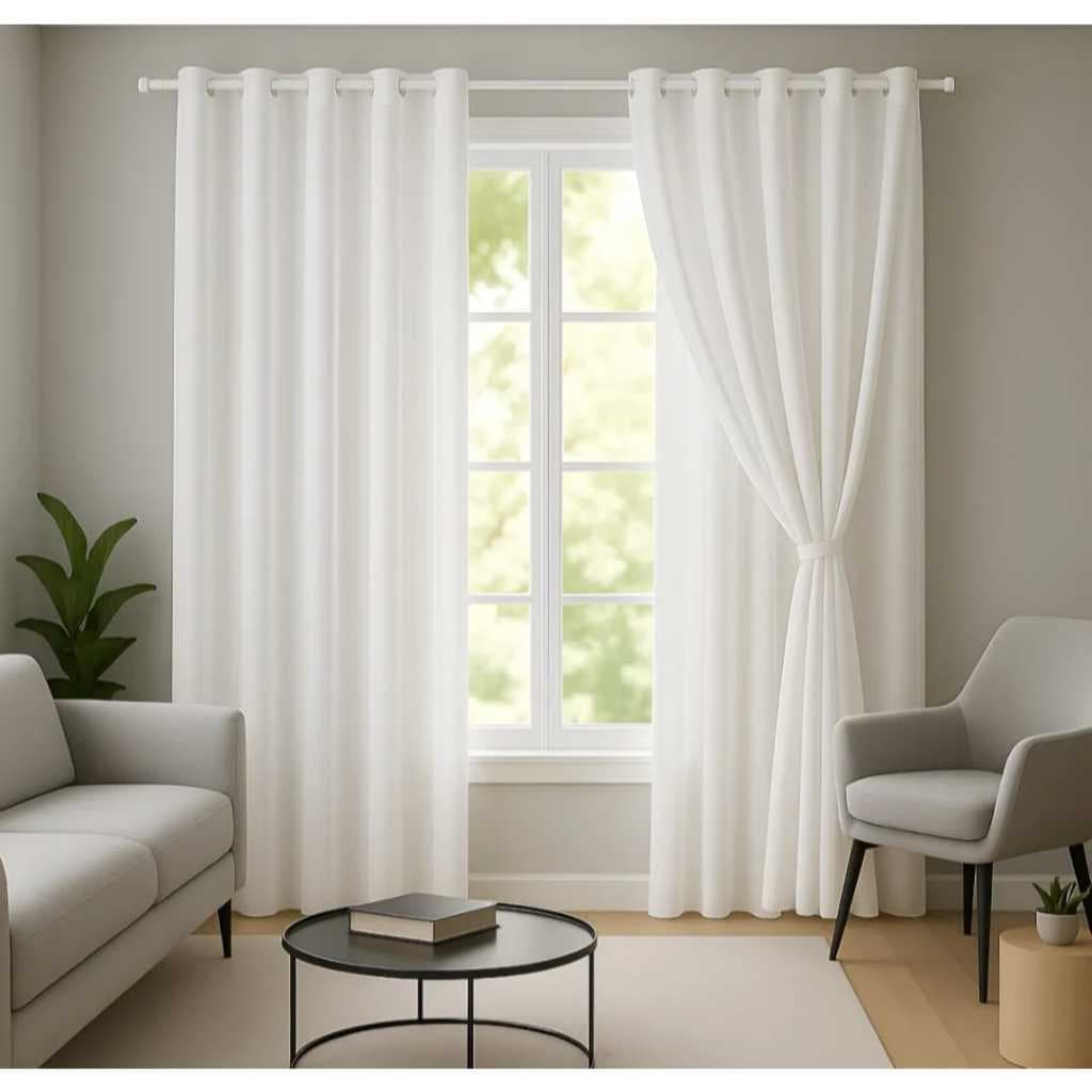 CORTINA BLACKOUT PVC COM VOAL FLAME 2,60L X 2,30A LONGA AVESSO BRANCO