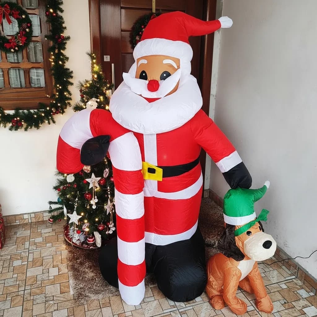 Papai Noel Gigante Boneco Inflável 2m Enfeite Natal Decoração Varanda Jardim Casa