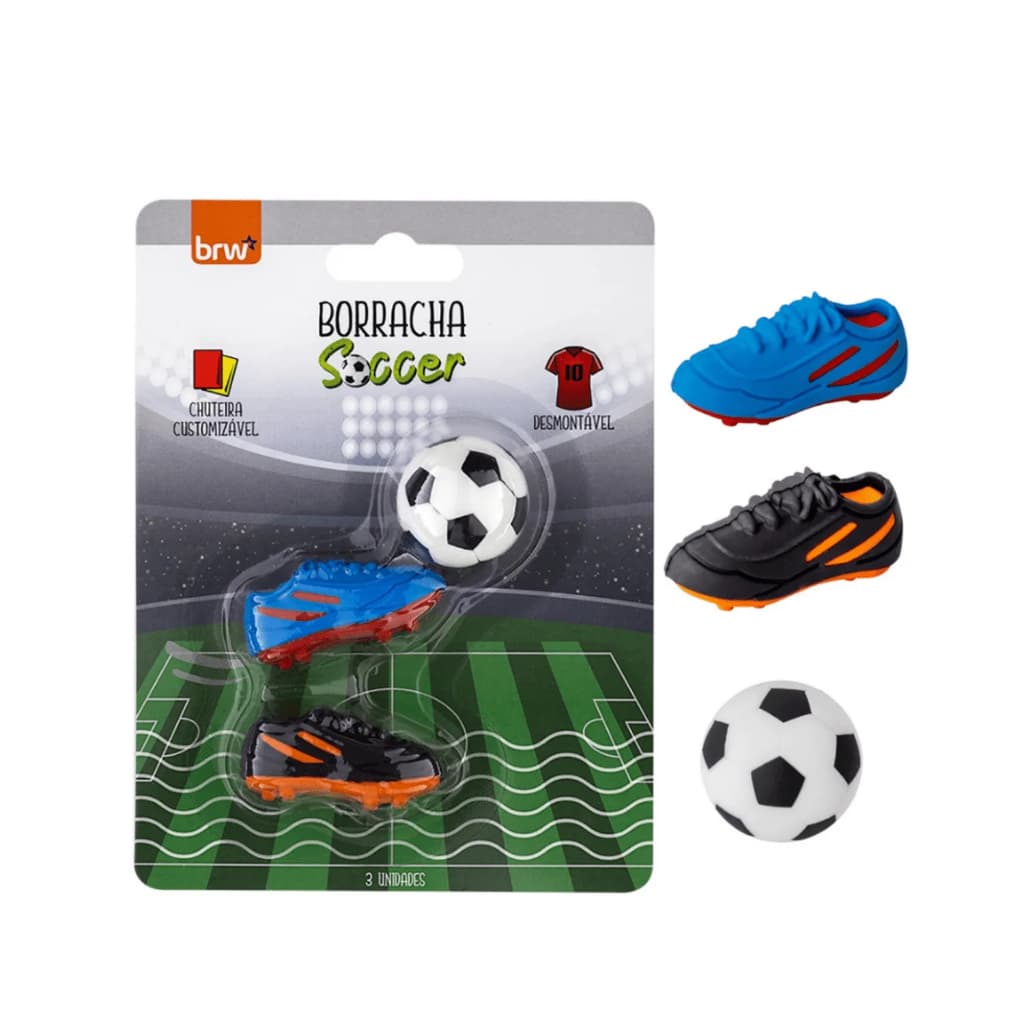 Kit Borracha Soccer Futebol Blister com 3 Unidades