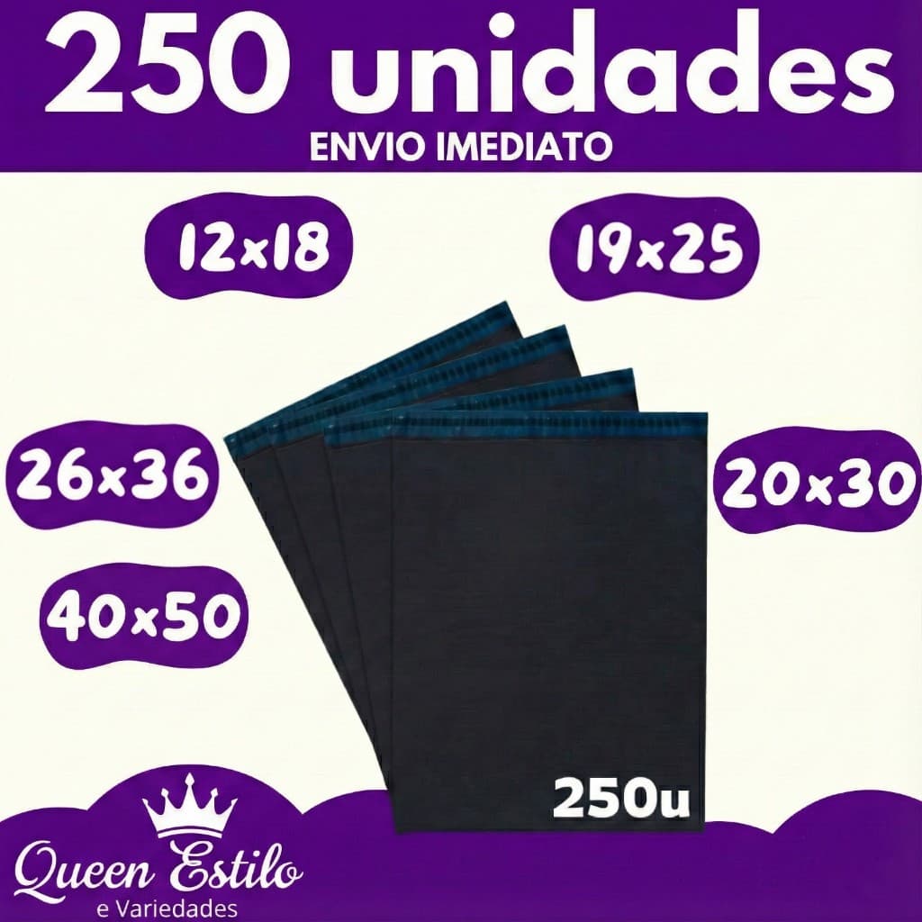 Kit 250 Envelope de Segurança Saquinho Envelope Envios Ecommerce 12x18 19x25 20x30