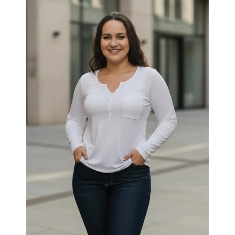 Blusa feminina casual Manga longa, Camiseta Oversized com detalhe moda evangélica fashion plus size