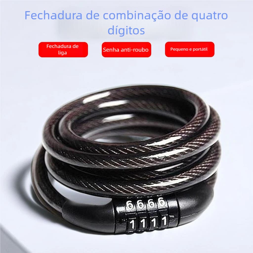 Corrente Antifurto Fertak 7.4mm x 540mm - Cadeado com Senha para Bicicleta