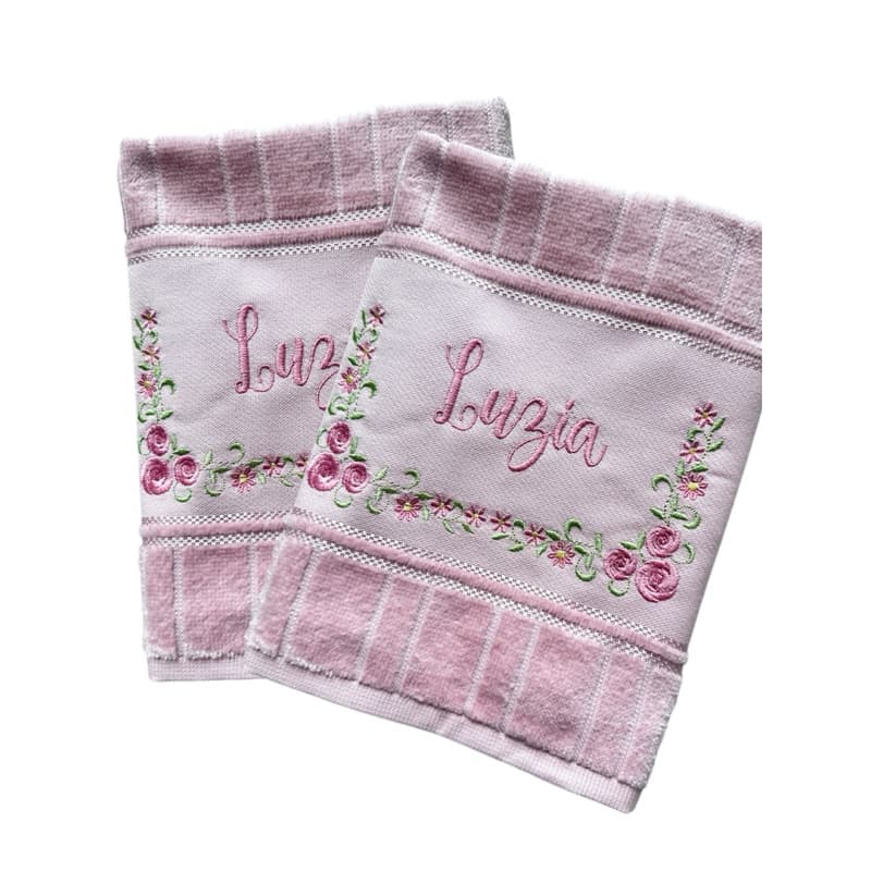 Toalha de mão  lavabo Bordado de Flor, Rosas com Nome