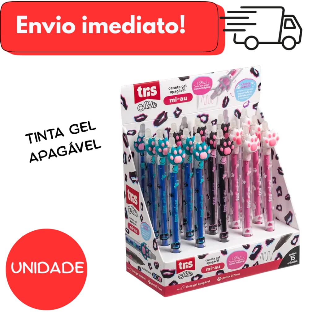 Caneta Gel Apagável Mi-Au Holic Pets – 0.7mm – Tris